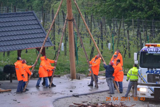 Postavljanje mlaja v Dolgi Gori - foto