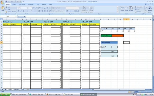 Tabela za računanje kubature - foto povečava