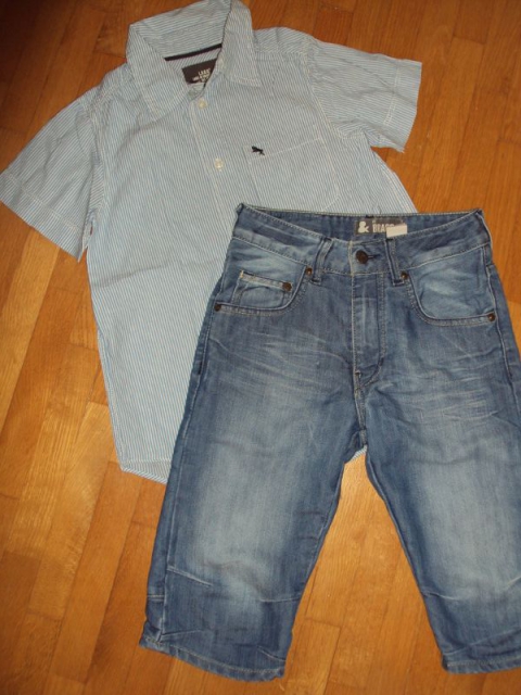 št.134 hm jeans hlače in srajca- 7€
