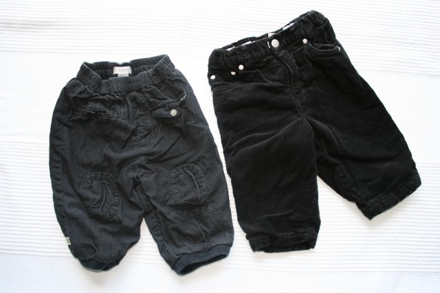 Okaidi in H+M črne žametne  hlače - 5 EUR kom