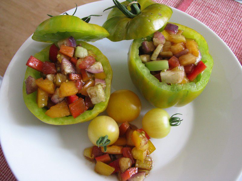 Green Bell Pepper - filled with goodies