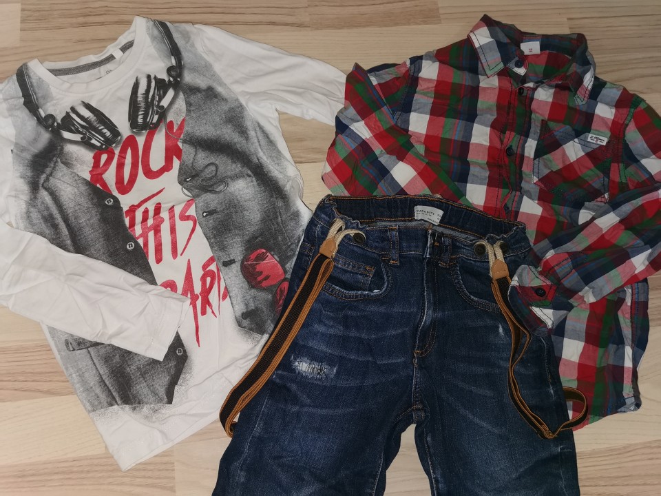 Zara kavbojke, s oliver srajca, c&a majica134-140