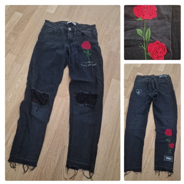 Dekliške kavbojke z vrtnico št.164-xs