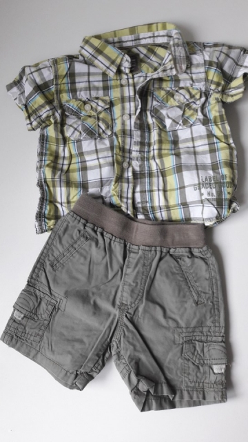 HM srajčka, 80 cm cm, platnene kratke hlače, 74, komplet 5 evrov
