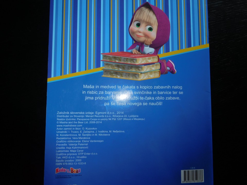 Maša in medved  pobarvanke, naloge... - 0,50 eur