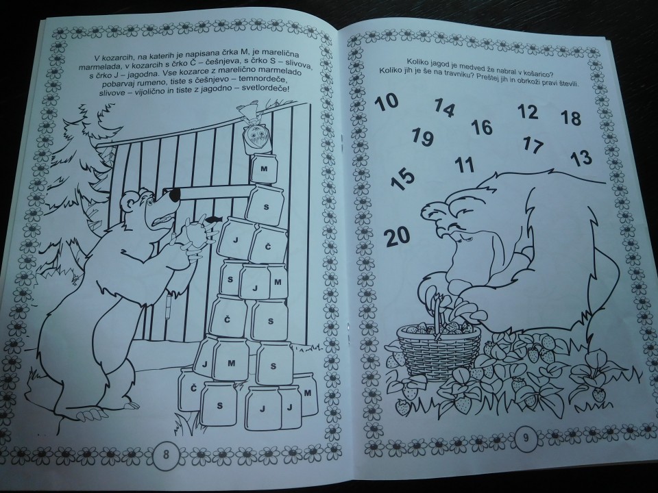 Maša in medved  pobarvanke, naloge... - 0,50 eur