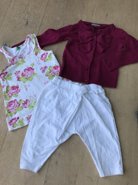 Hlače Zara, top Benetton, jopica jbc