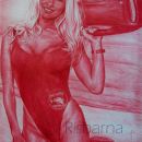 risba Pamela Anderson - kemični svinčnik