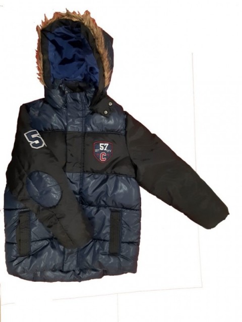 Temno modra zimska bunda s kapuco George 9-10 let,14,90E
