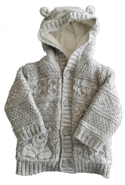 Krasna podložena siva debelejša jopica-jaknica Medvedek PU George 6-9m,7,90E