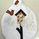 snežak iz flisa z aplikacijami iz bombaža - darilo za organizatorko srečanja v Izlakah Ate