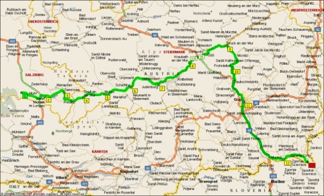 Kolesarska pot, ki vodi od Izvira reke Mure v Avstriji do Gornje Radgone in je dolga ~400 