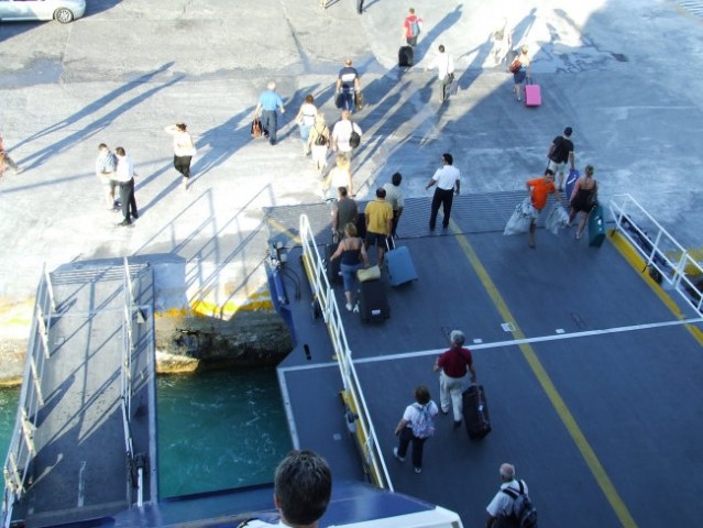 People leaving the boat