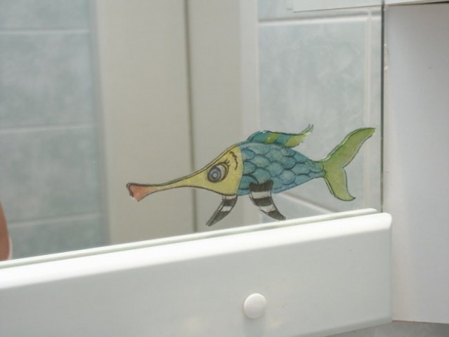 Ribica na kopalniškem ogledalu s servietno tehniko